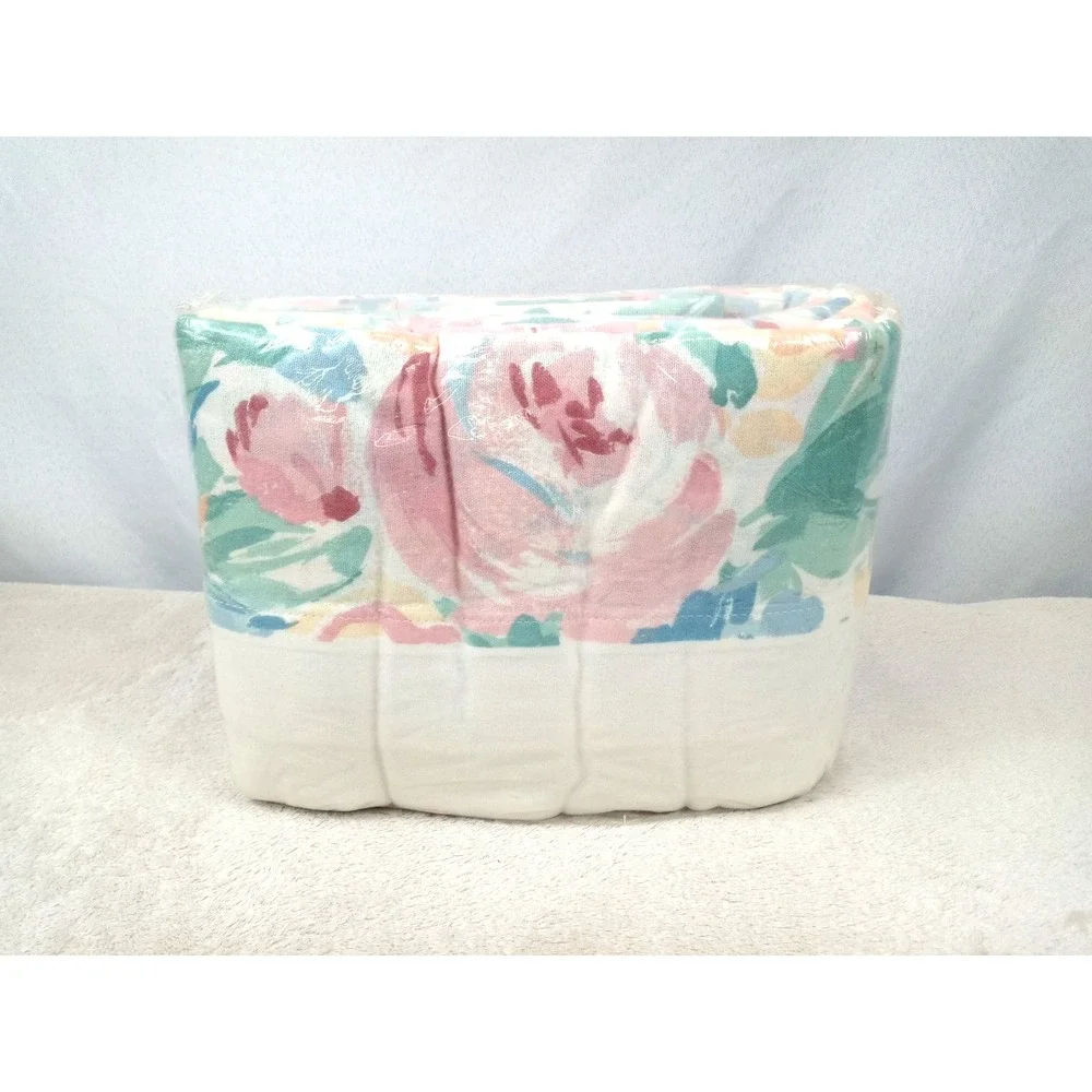 NOS Vintage Westpoint Stevens King Flat Sheet‎ Cotton Flannel Floral Irregular